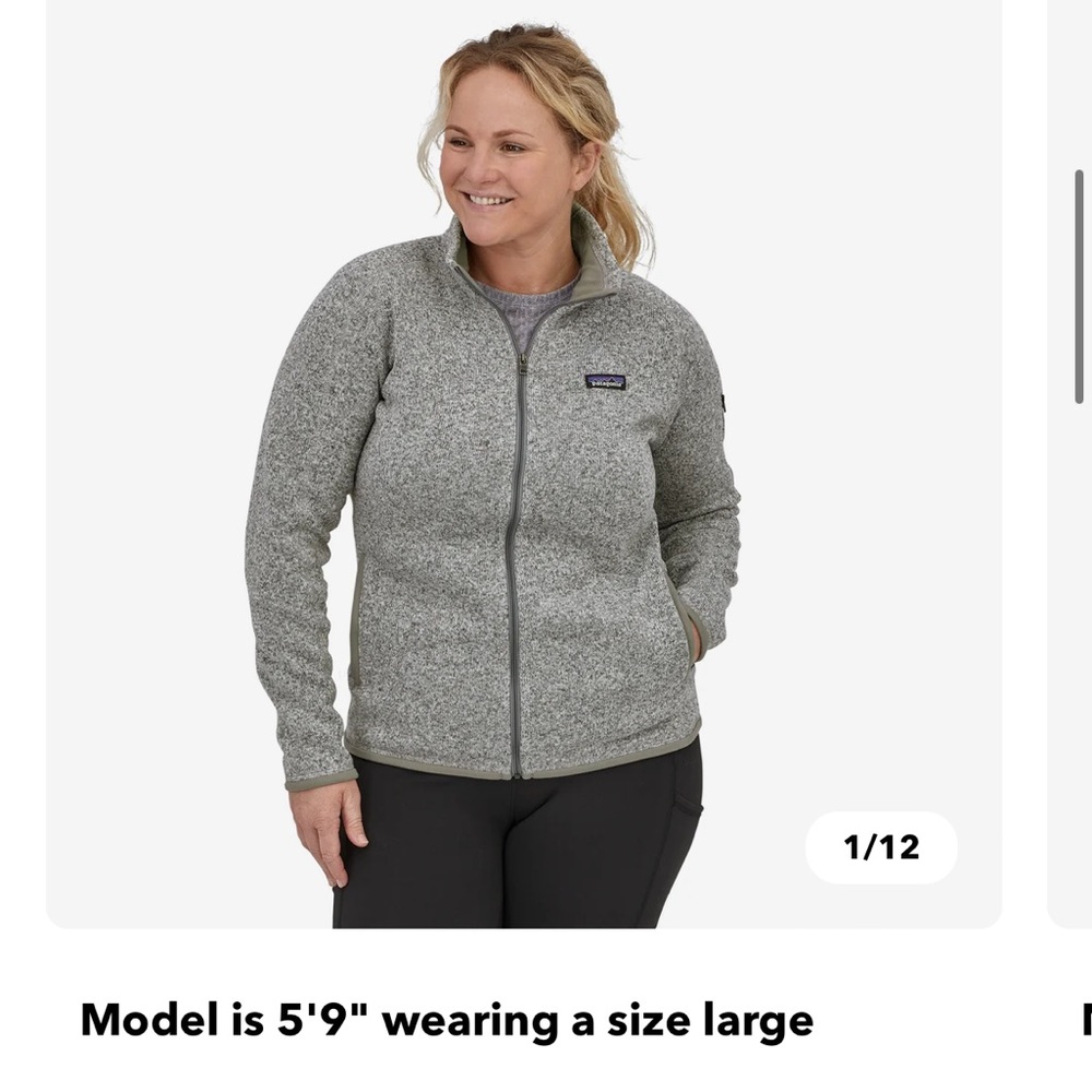 Patagonia Better Sweater® Fleece Jacket Full Zip Large Birch White
